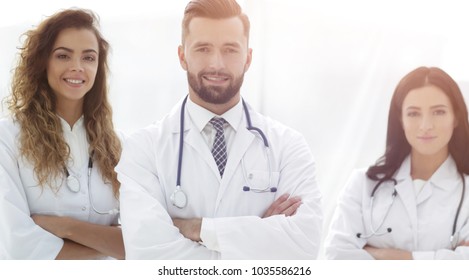 Medical doctors group. Isolated on white background.