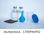 
medical drugs and devices for constipation and for the delivery of urine.white background isolated