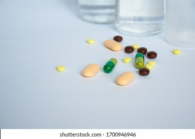 medical drugs and devices for constipation and for the delivery of urine.white background isolated