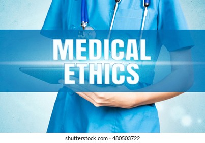 Medical Ethics Text On Visual Doctor Background.