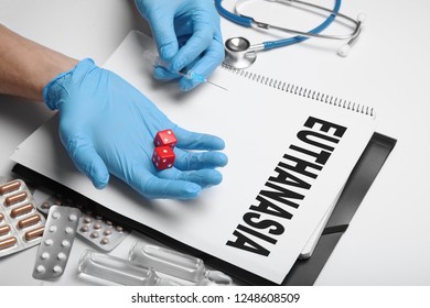 Medical Euthanasia In The Hospital. Injection Of Pentobarbital.