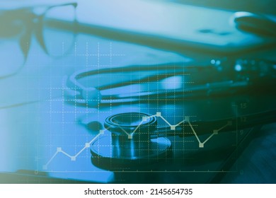 Medical Examination And Healthcare Business Graph, Health Information Analytics, Healthcare Marketing Strategy