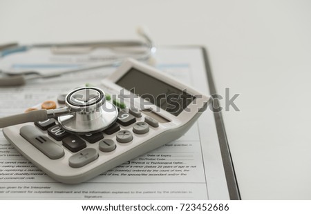 Medical Expenses Plan Or Health Insurance Stethoscope On Calculator With Medical Bill Medical Expenses Plan Or Health Insurance Stethoscope On Calculator With Medical Bill