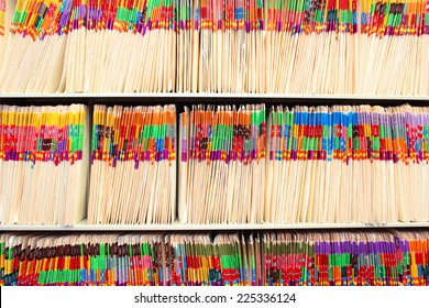 Medical files on a shelf