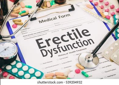 Medical form on a table, diagnosis erectile dysfunction