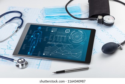 Medical Full Body Screening Software On Tablet And Healthcare Devices