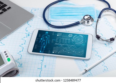 Medical Full Body Screening Software On Tablet And Healthcare Devices