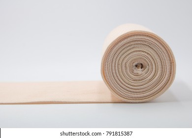 Medical Gauze Roll On White Background.