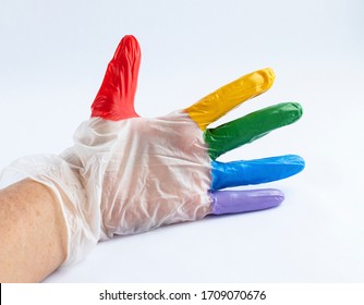 rainbow latex gloves