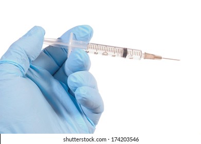 Medical Gloved Hand Holding Syringe Bead Stock Photo 174203546 ...