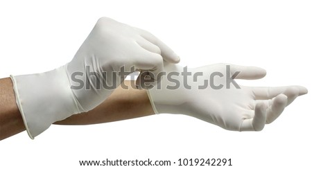  Medical gloves made of natural rubber.
