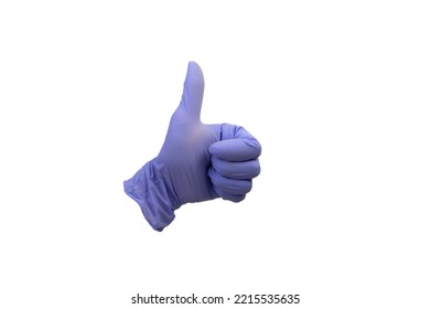 Medical Gloves Make The Okay Symbol. Isolated On A White Background