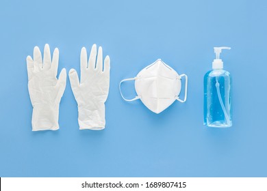 Medical Gloves Mask And Alcohal Gel Sanitizer For Protecting Infection During COVID-19 Pandemic