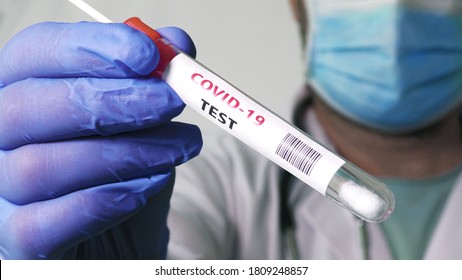 Medical Has A PCR Test Coronavirus COVID-19, Collection Process Nasal Samples NP And OP Oral, Viral DNA Diagnostic Procedure RT-PCR