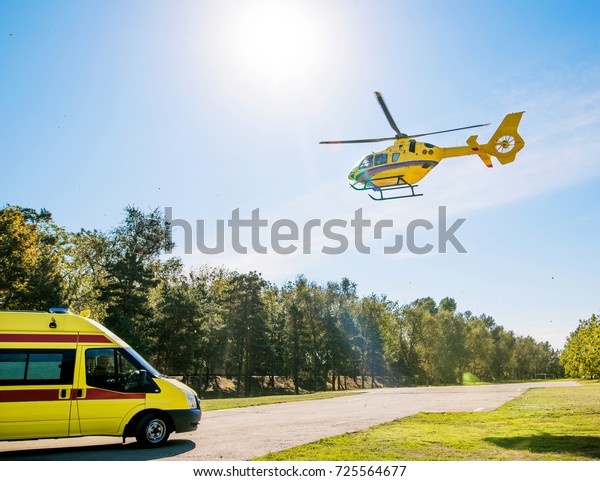 medical helicopter and\
car