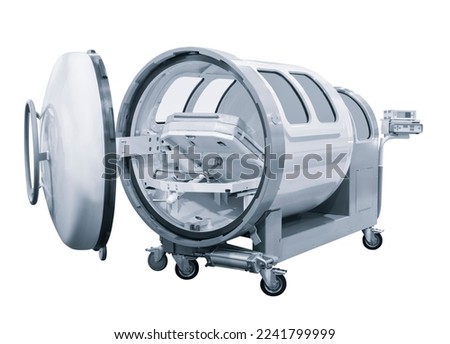 Medical hyperbaric single pressure on white background chamber 