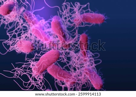 A medical illustration of drug-resistant, nontyphoidal, Salmonella sp. bacteria.