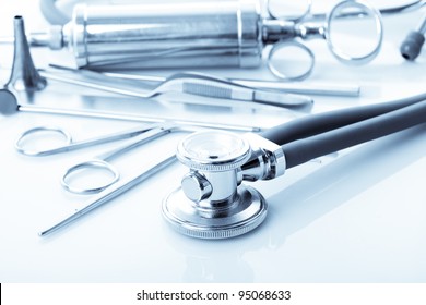 Medical Instruments For ENT Doctor On White