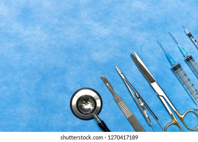 178 Surgical Instruments On The Blue Wrap Images, Stock Photos ...