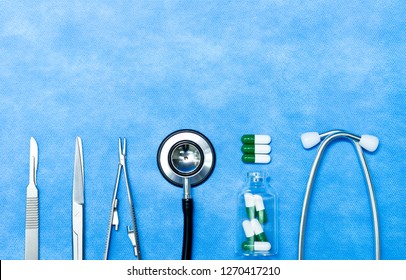 178 Surgical Instruments On The Blue Wrap Images, Stock Photos ...