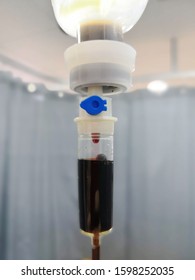 A Medical Intravenous Drip Containing Liquid Iron.