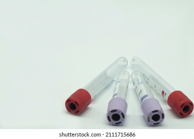 Medical items syringes test tubes gloves cotton napkins on the table