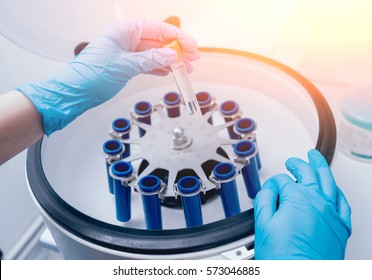 Medical Laboratory Centrifuge. Light Background