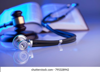 Medical Law. Gavel And Stethoscope.