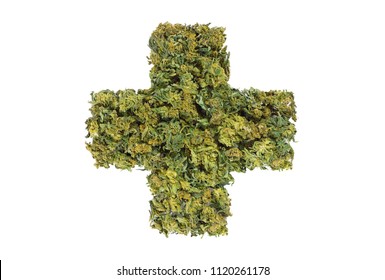 Medical Marijuana Cross Symbol Isolated On White Background