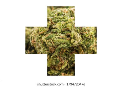 Medical Marijuana Cross Symbol Isolated On White Background