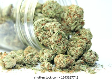 Medical Marijuana Flower Close Up. Cannabis Bud Photography For Dispensary Menu. Medical Marijuana Strain. Weed Bud, Weed Flower.