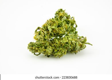 Medical Marijuana Isolated On White Background. Therapeutic And Medicinal Cannabis