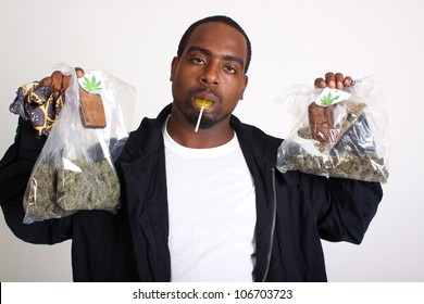 Medical Marijuana Patient Holding Marijuana Products.