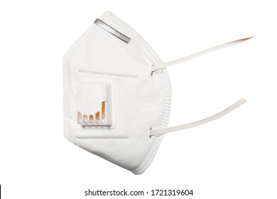 Medical mask 3M with a valve that protects against viruses in a coronavirus pandemic isolated on a white background. Side view and face profile