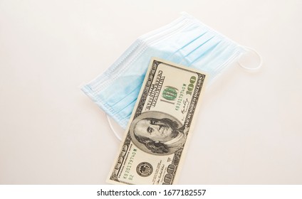 Medical Mask With American Dollar, Coronavirus Financial Crisis 