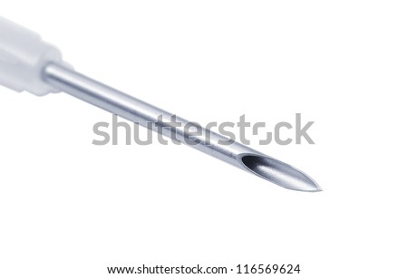 Medical needle, isolated on white background.