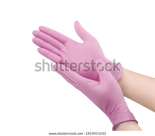 pink nursing gloves