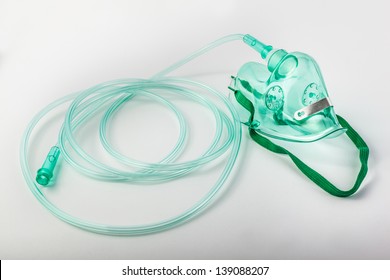 A Medical Oxygen Mask Isolated Over A White Background