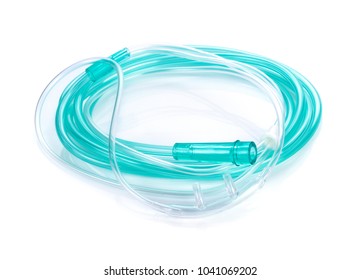 Medical Oxygen Tube On White Background.