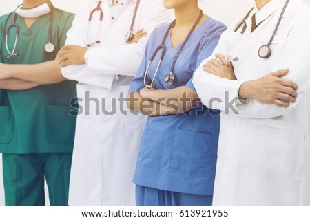 Medical people - doctors, nurse, physician and surgeon team in hospital. Healthcare service.