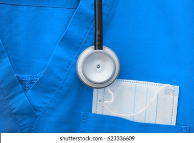 Medical profession concept in the form of a stethoscope and medical clothes