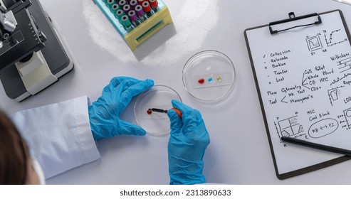 Medical Research Laboratory. Portrait of a Beautiful Female Scientist in Goggles Using Micro Pipette for Test Analysis. Advanced Scientific Lab for Medicine, Biotechnology, Microbiology Development - Powered by Shutterstock