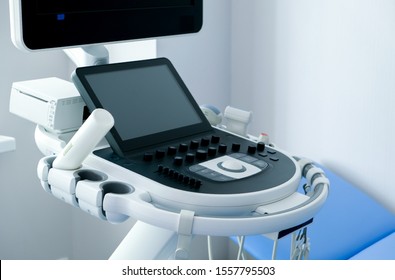 Medical Room With Ultrasound Diagnostic Equipment. Ultrasound Machine.