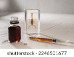 medical scorpion venom - bottle and syrange 