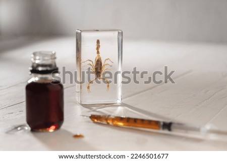 medical scorpion venom - bottle and syrange 