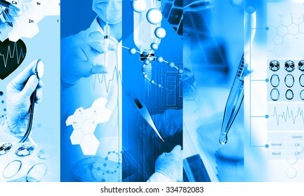 Medical Services Photo Collage (in Blue Colors)