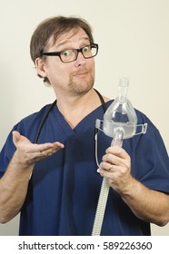 Medical Staff Demonstrates CPAP Mask