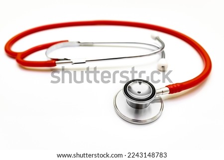 medical stethoscope lies on a white background. stethoscope on white background. medical device. 