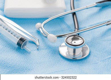 Medical Stethoscope And Minor Injuries Items A Healthcare Or Well Being Concept