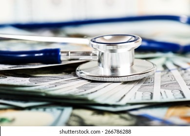 A Medical Stethoscope On Dollars